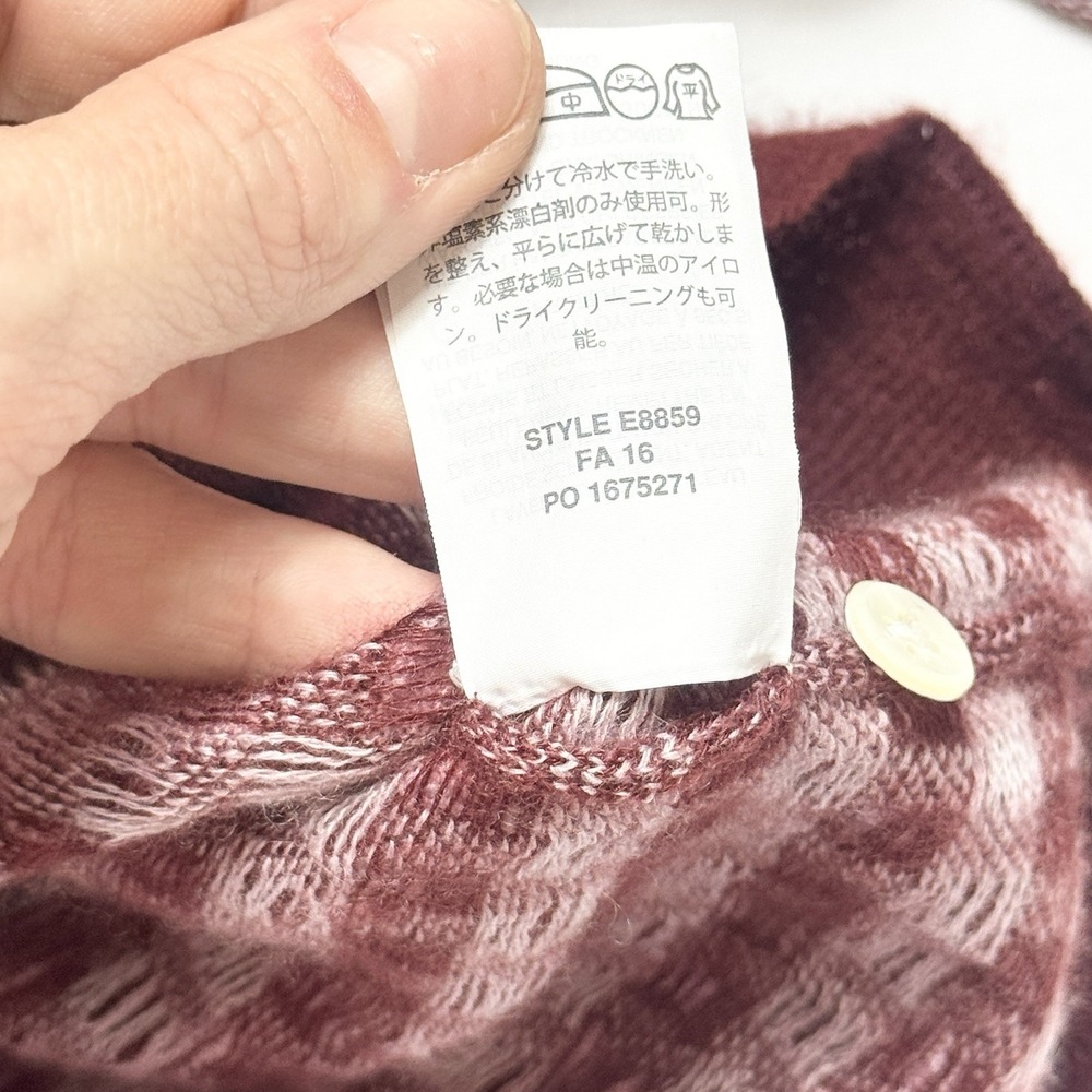 J. Crew Women 100% Italian Cashmere Sweater Cardigan L Featherweight Red Gingham - Picture 14 of 14